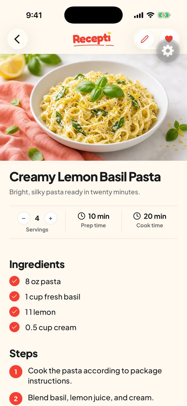 A clean recipe card